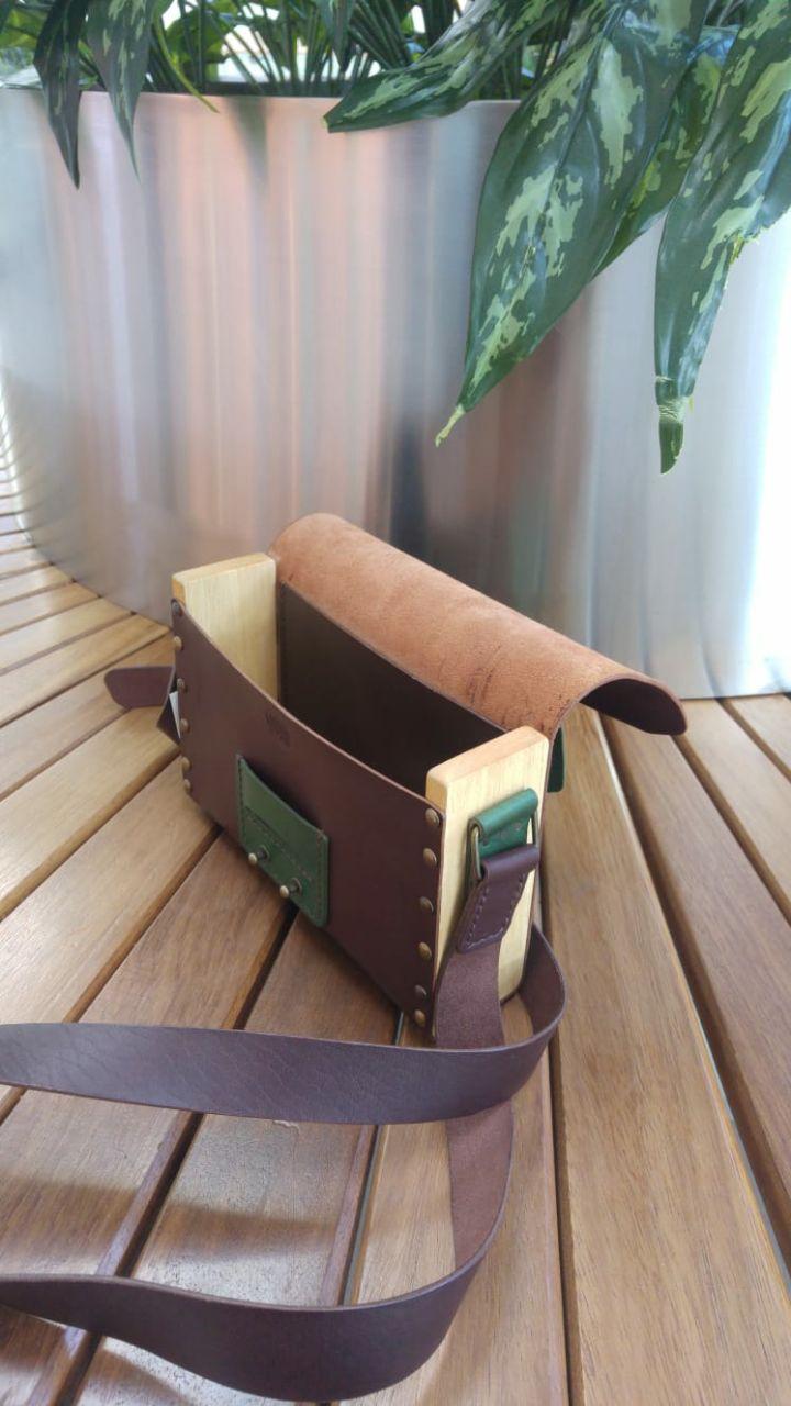 کیف رودوشی چوب و چرم