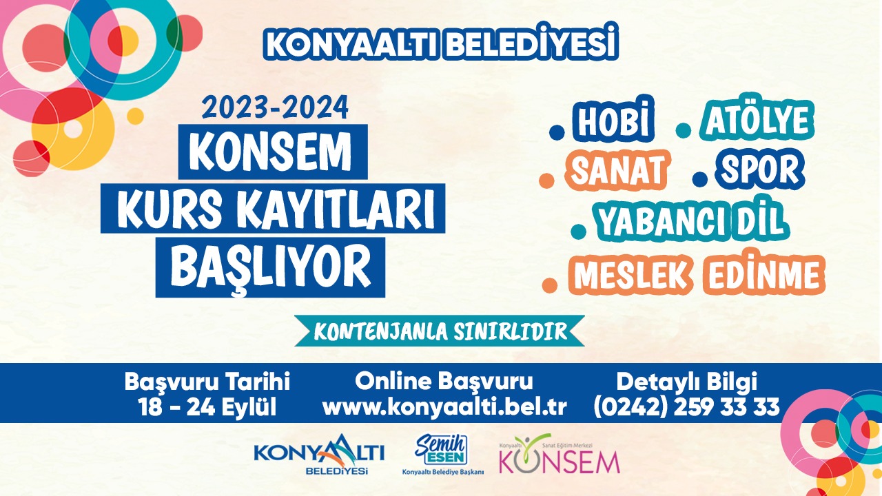 آغاز ثبت نام دوره های رایگان مرکز کنسم شهرداری کنیالتی آنتالیا در نیمه دوم سال 2023
